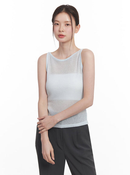 sheer-knit-tank-top-iy509 / Light blue