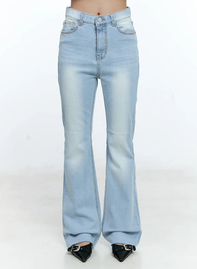 soo-washed-flare-denim-jeans-cg513 / Light blue