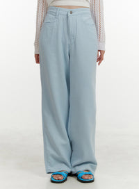 basic-cotton-wide-leg-pants-oy409 / Light blue