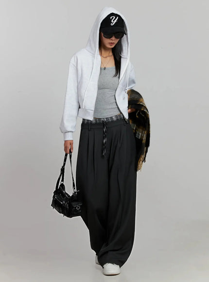 cropped-fleece-zip-up-hoodie-ij502 / Light gray