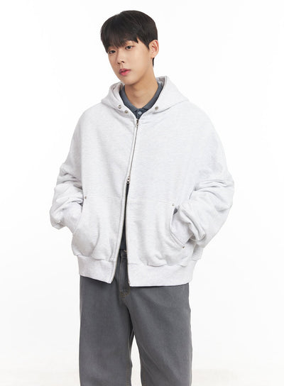 mens-oversize-zip-up-hooded-jacket-im527 / Light gray
