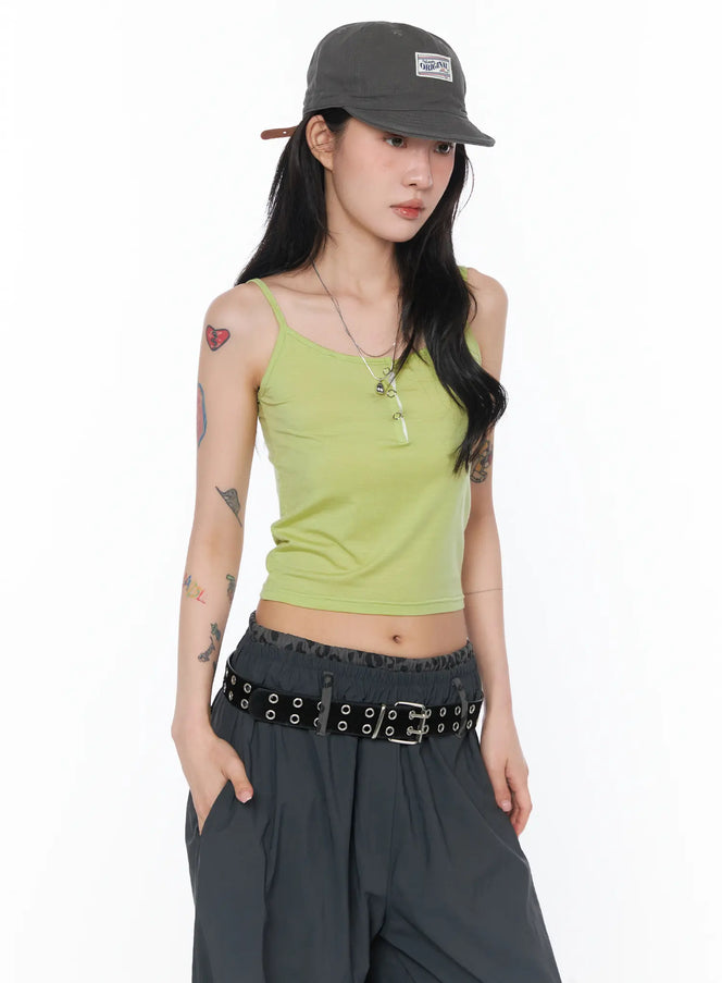 classic-buttoned-cami-tank-ca527 / Light green