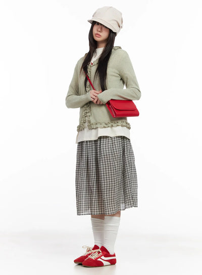 soft-ruffle-edge-cardigan-cm513 / Light green