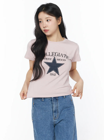 star-graphic-crop-tee-cd805 / Light pink