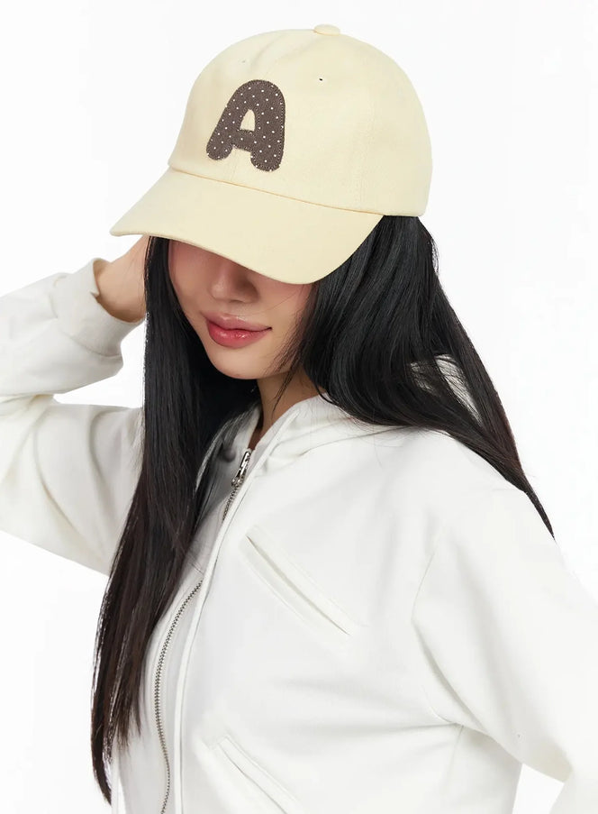 polka-dot-lettering-cap-ca513 / Light yellow