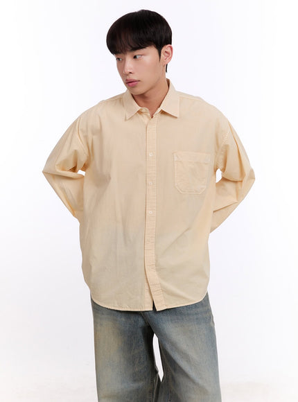 mens-loose-fit-long-sleeve-collared-shirt-im512 / Light yellow