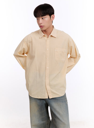 mens-loose-fit-long-sleeve-collared-shirt-im512 / Light yellow