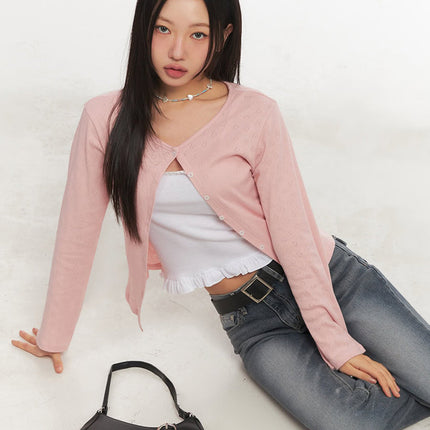 blossom-buttoned-cardigan-ia524 / Pink