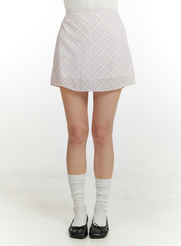 checkered-bliss-mini-skirt-ou419 / Pink