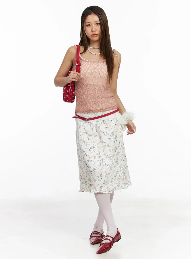 sheer-laced-cami-top-ia527 / Pink