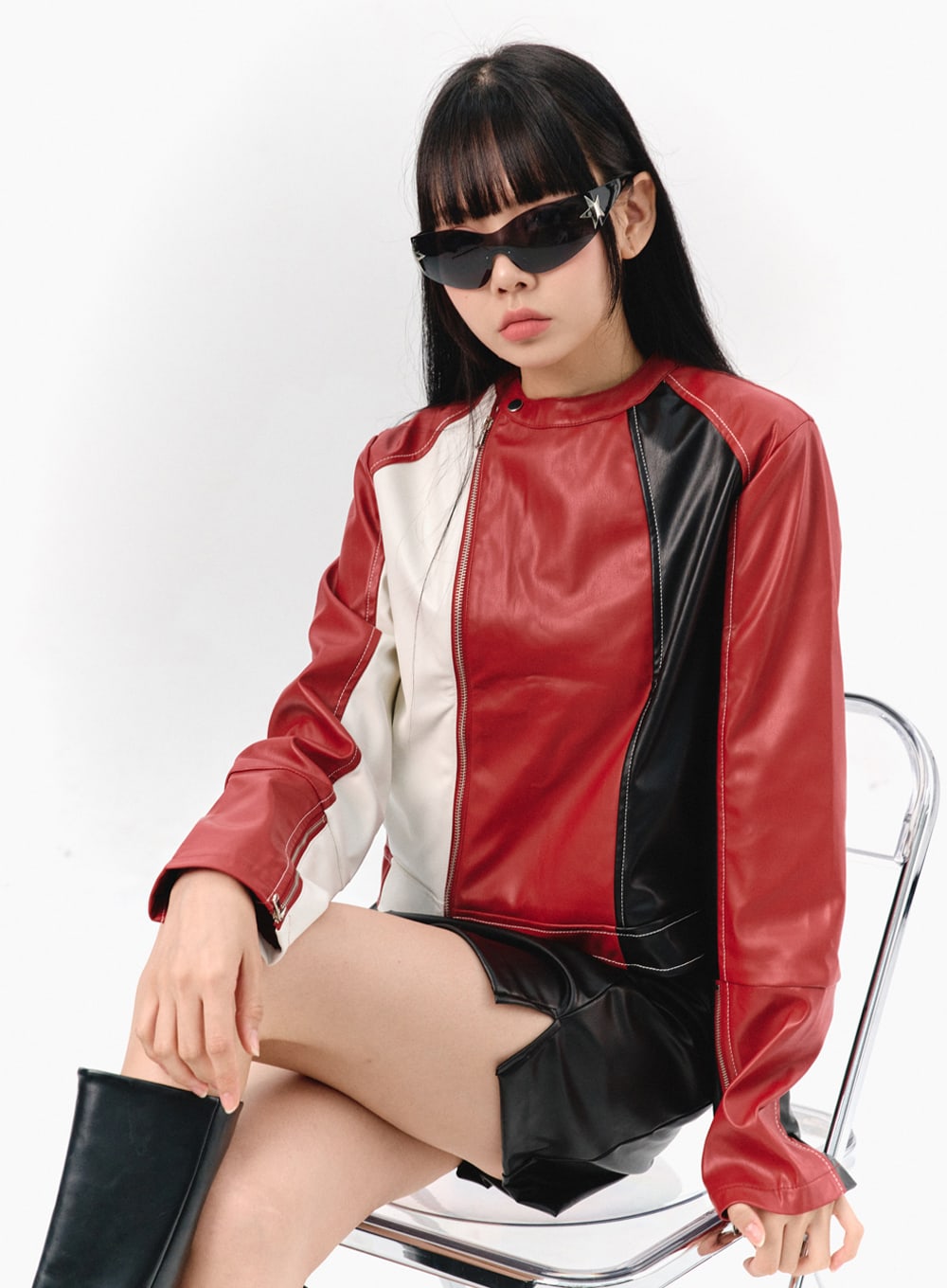 color-block-racer-jacket-is321 / Red