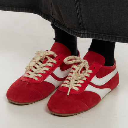 cow-suede-leather-sneakers-cd425 / Red