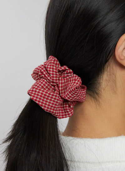 gingham-scrunchie-in503 / Red