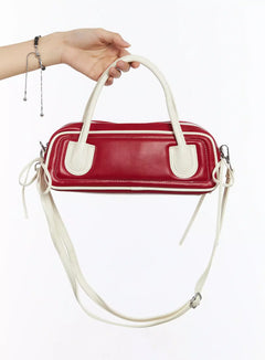 bicolor-contrast-square-tote-bag-im530 / Red