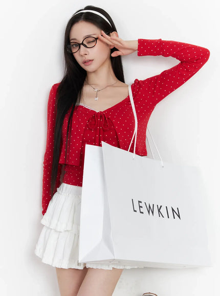 polka-dot-tank-and-cardigan-set-cm518 / Red