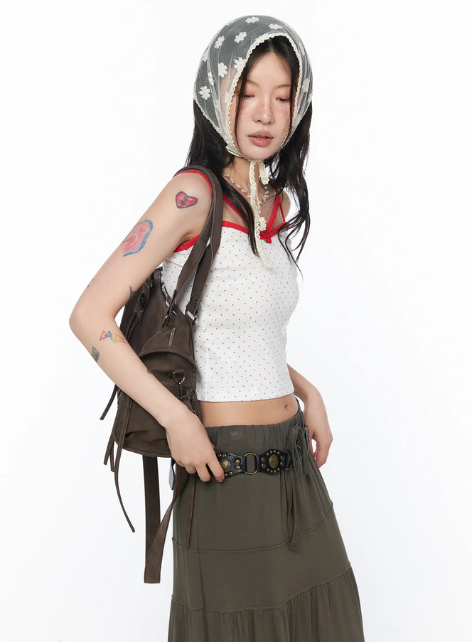 polka-dot-strappy-cami-top-ca524 / Red