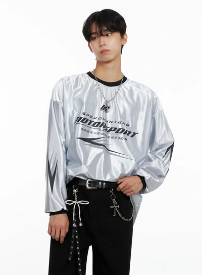 mens-metallic-sporty-long-sleeve-io516 / Silver