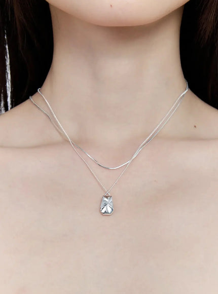 acc-lameron-two-layer-yellow-cubic-necklace-cg507 / Silver