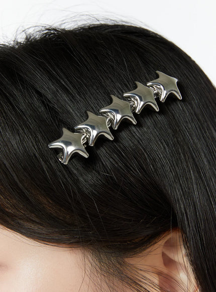 silver-stars-hair-clip-iy511 / Silver