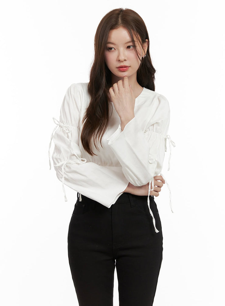 ribbon-charm-cotton-blouse-od403 / White