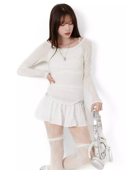 lettering-sheer-top-ij521 / White