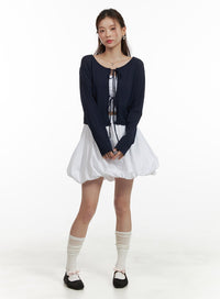 bubble-hem-mini-skirt-ou413 / White