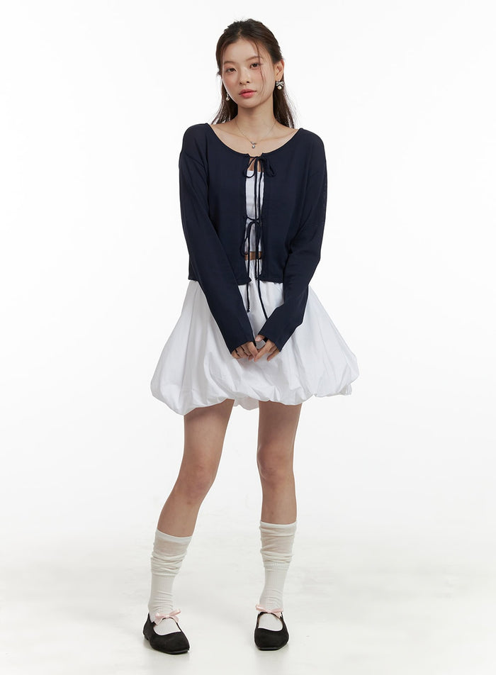 bubble-hem-mini-skirt-ou413 / White