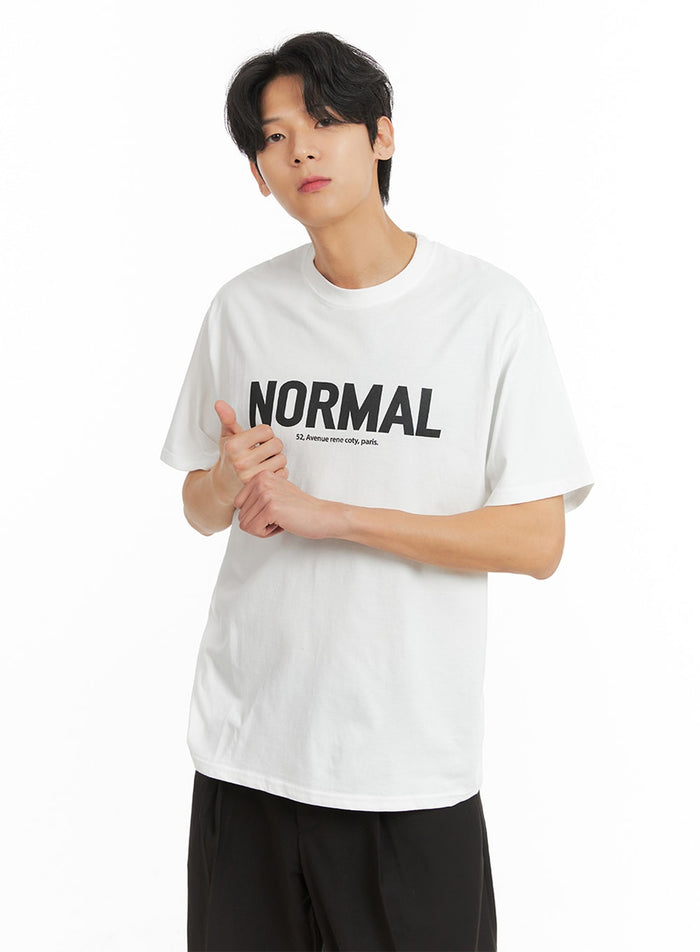 mens-normal-graphic-lettering-tee-ia401 / White