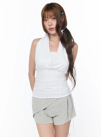 polka-dot-halter-neck-top-cy529 / White
