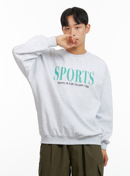 mens-graphic-lettering-crewneck-sweatshirt-white-iu412 / White