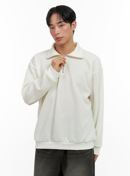 mens-knit-half-zip-sweater-in426 / White