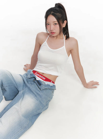 basic-halter-neck-cami-cu517 / White