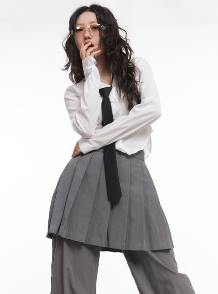 sheer-collared-button-down-shirt-ca518 / White