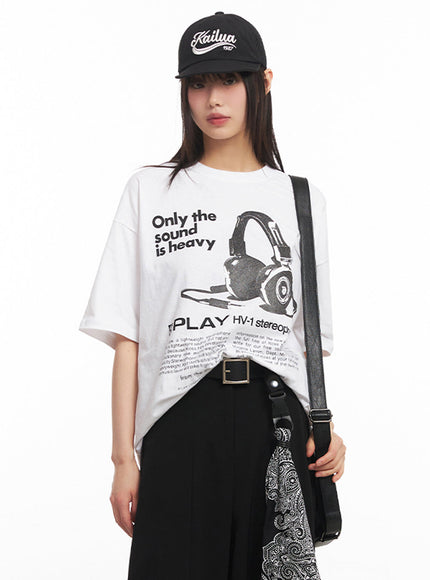 sound-graphic-oversize-t-shirt-iy502 / White