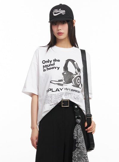 sound-graphic-oversize-t-shirt-iy502 / White