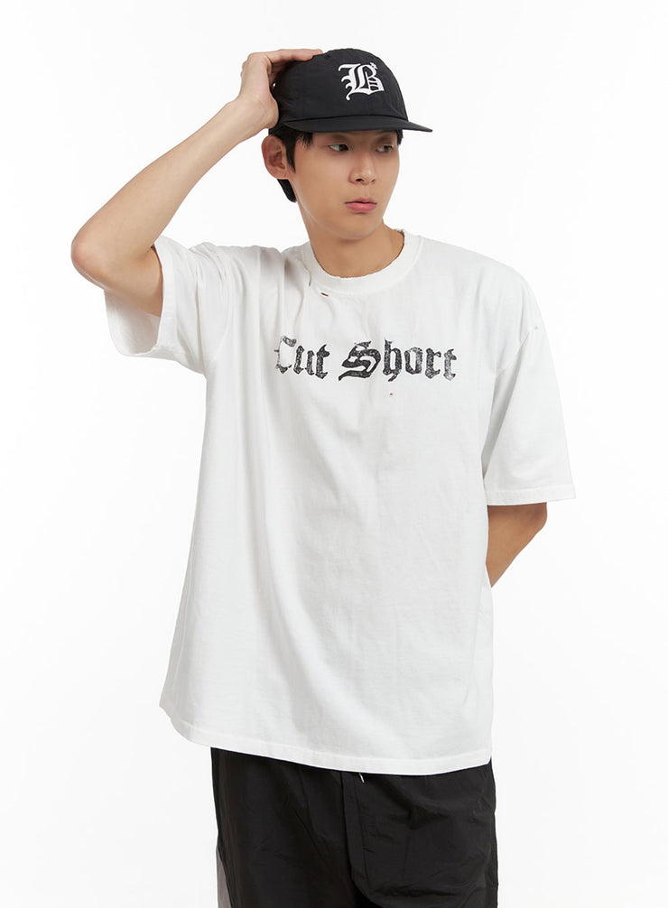 mens-oversized-lettering-t-shirt-il404 / White