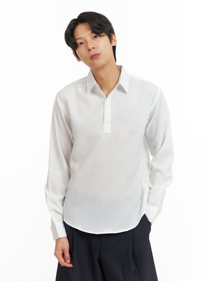 mens-collared-long-sleeve-shirt-iy416 / White