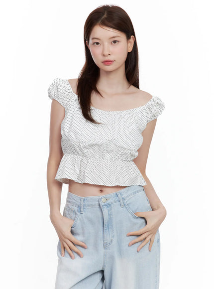 Polka Dot Sleeveless Blouse IU526