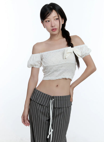 puff-sleeve-off-shoulder-top-cu526 / White