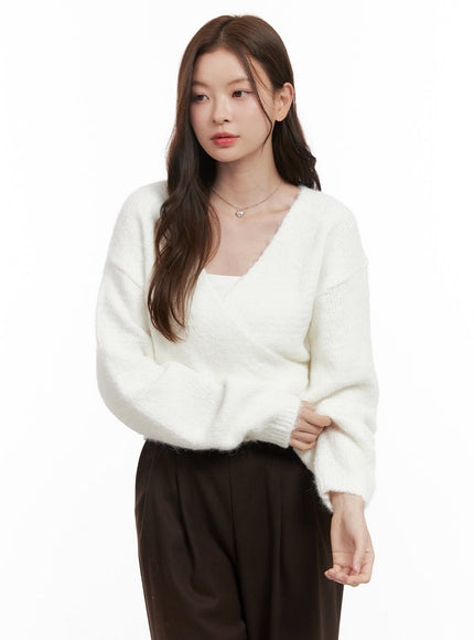 wrapme-up-v-neck-sweater-od403 / White