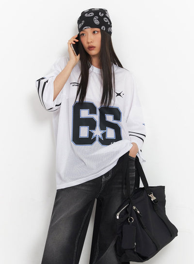 oversized-mesh-graphic-tee-ia504 / White