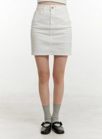 high-waist-cotton-mini-skirt-oy409 / White