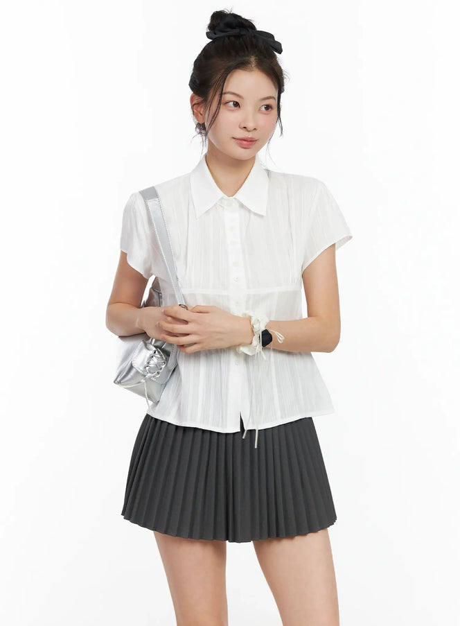 lace-short-sleeve-blouse-im524 / White