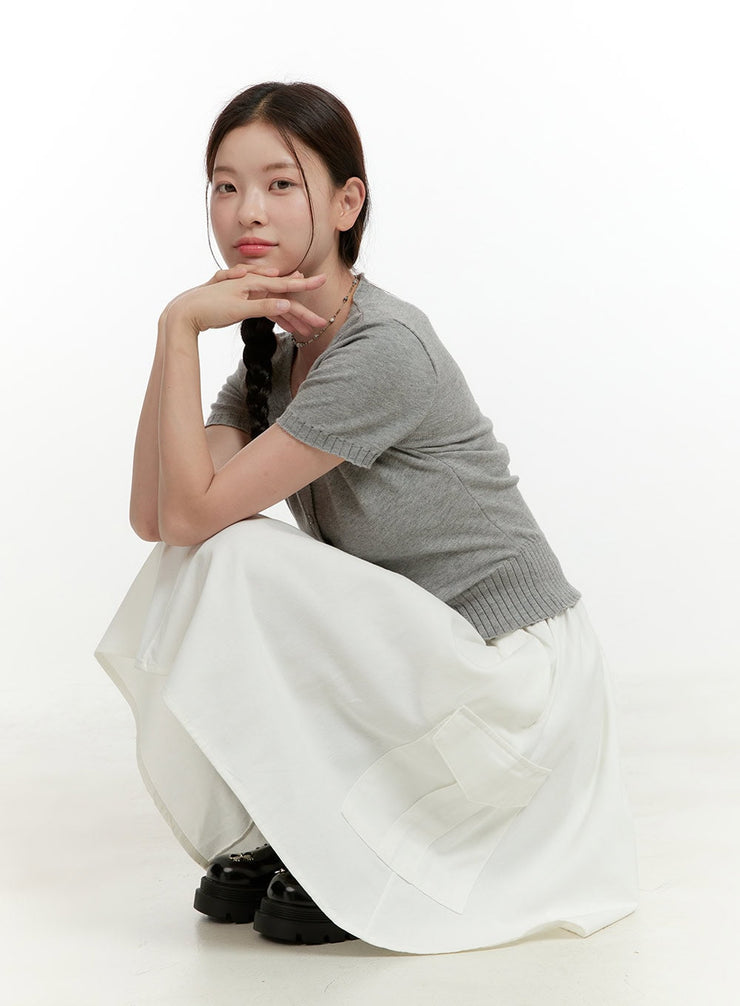 cargo-chic-cotton-midi-skirt-ol424 / White