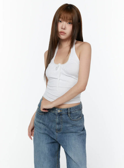 ribbon-accent-halter-top-cy518 / White