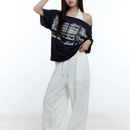 baggy-wide-leg-sweatpants-cu526 / White