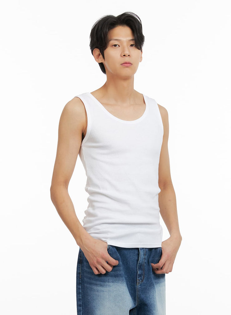 mens-basic-u-neck-tank-top-ia402 / White