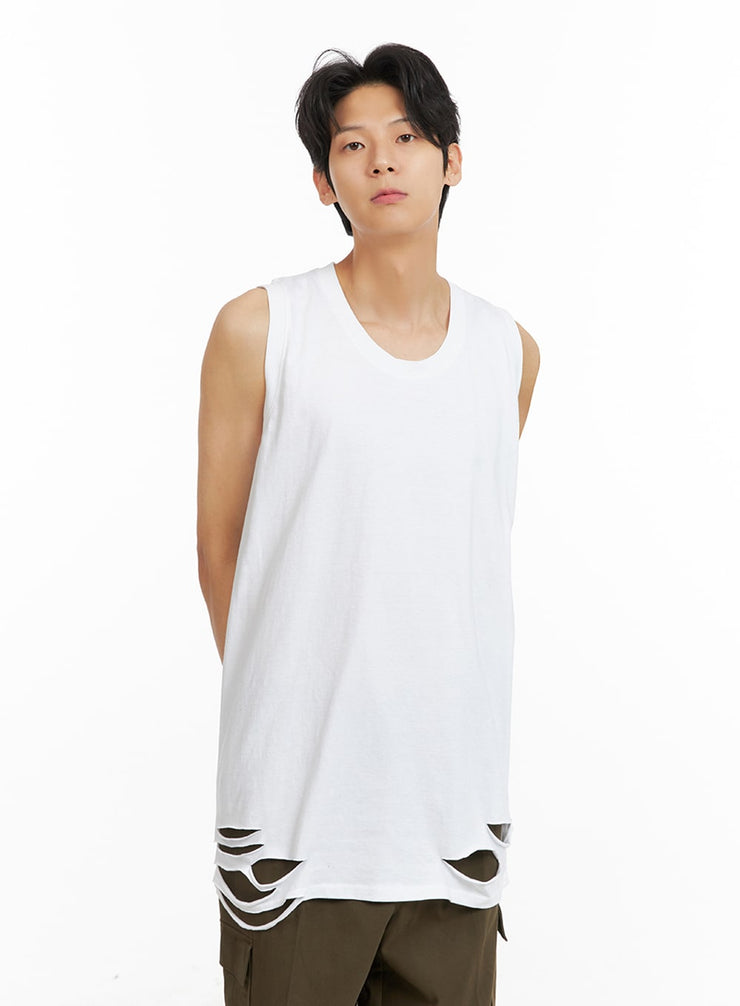 mens-cut-out-sleeveless-top-ia402 / White