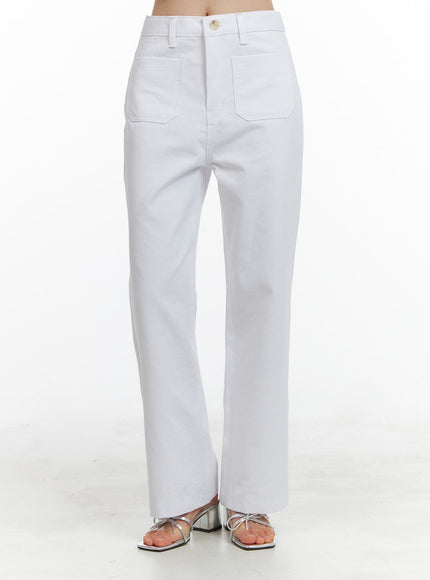 front-pockets-straight-fit-pants-oa419 / White