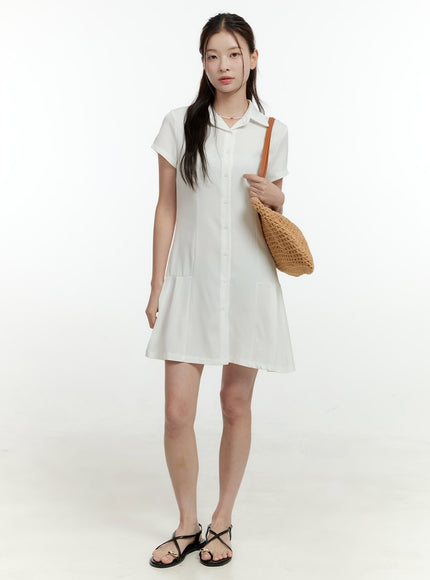 buttoned-shirt-mini-dress-ol422 / White